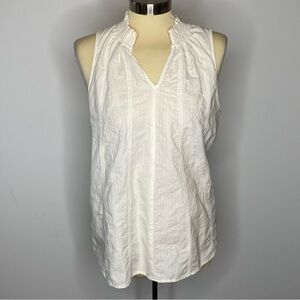 Elizabeth And James Cream Smock Neck Sleeveless Stripe Blouse